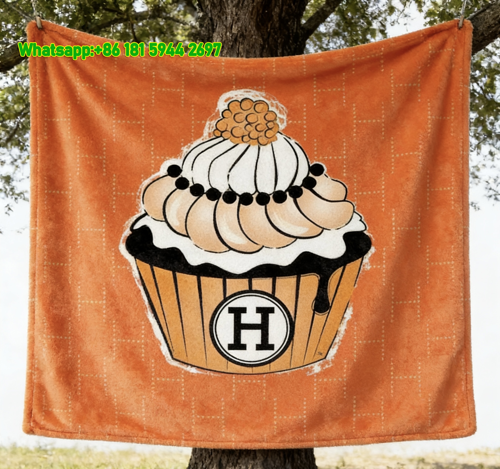 Hermès Theme Cupcake Flannel Fleece Throw Blanket IMG_5017